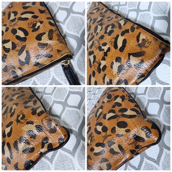 Authentic MCM Leopard Printed Visetos Clutch Brown/Black - Picture 8 of 16